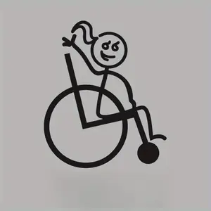 1PC Relaxed Warm Funny Wheelchair Figure Logo Decor Sticker For Wheelchair Components, Warm Items, Daily Objects Stick-figure wheelchair figure themed decor Fill with relaxed humorous vibe for warm inclusive lovers Enhance humorous warm style