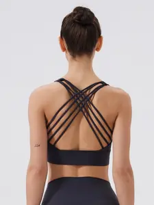 Yoga Women's Sports Bra Tank Top with Cross Back Design, Wireless Padded for Comfort, Ideal for Yoga and Fitness Wear, Strappy Sports Bras