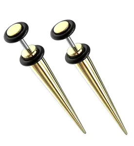 16G Gold PVD Stainless Steel Fake Tapers - Gauges