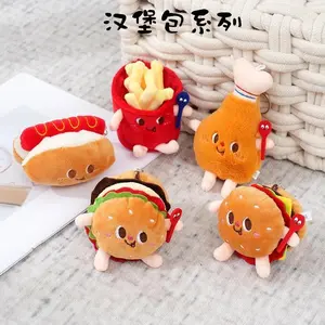 12cm Food Bread Hamburger Hot Dog French Fries Plush Doll Soft Stuffed Plush Pendant Keychains for Children Gifts Toys