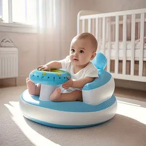 Multifunctional Inflatable Baby Seat with Tray, Portable Infant High Chair, Travel High Chair, Bathroom Bathing Cushion, Outdoor Carry-On Seat