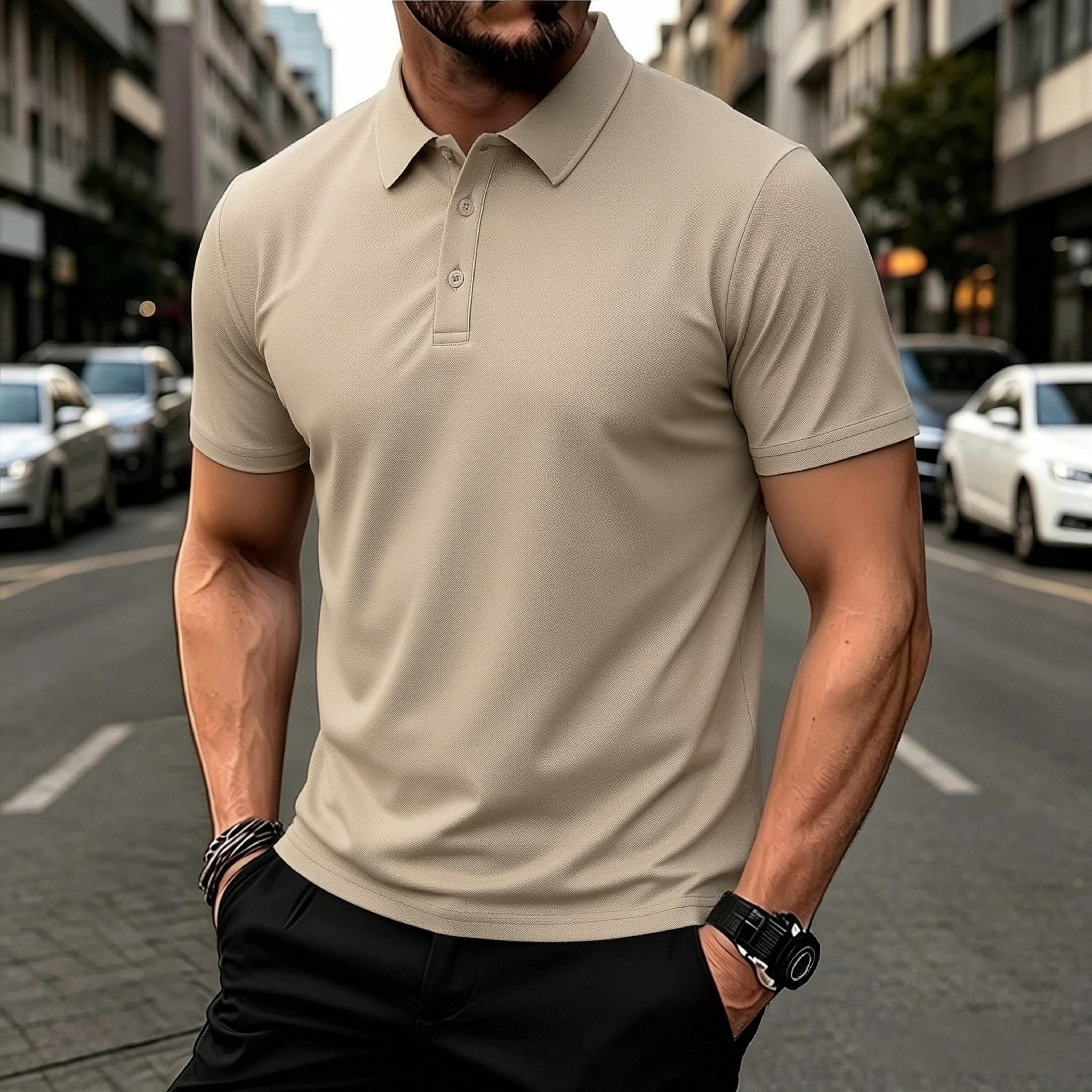 5-Pack Men’s Quick-Dry Polo Shirts – Short-Sleeve Collared Golf Tees, Breathable Casual Tops for Fishing & Cycling