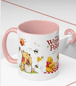 11 oz Kids Cartoon Style Sweet Honey Bear Mug - Glossy Animal Design Cartoon Cute Illustrated Character Theme Kitchen Drinkware Cup, Animal Design Mugs