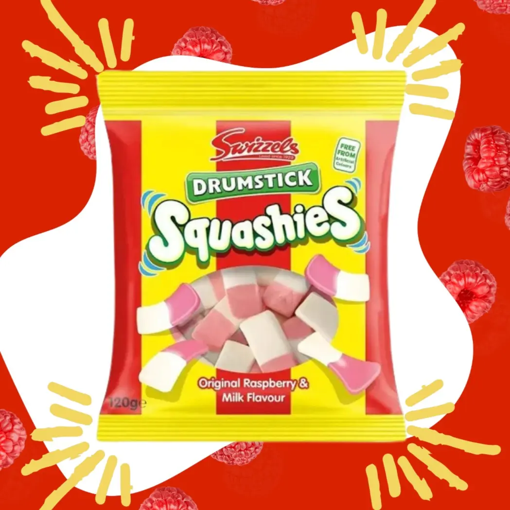 Squashies Raspberry & Milk Flavors Soft Chewy Gummies Imported UK Candy Sweet Snack Bonbon - Sugar