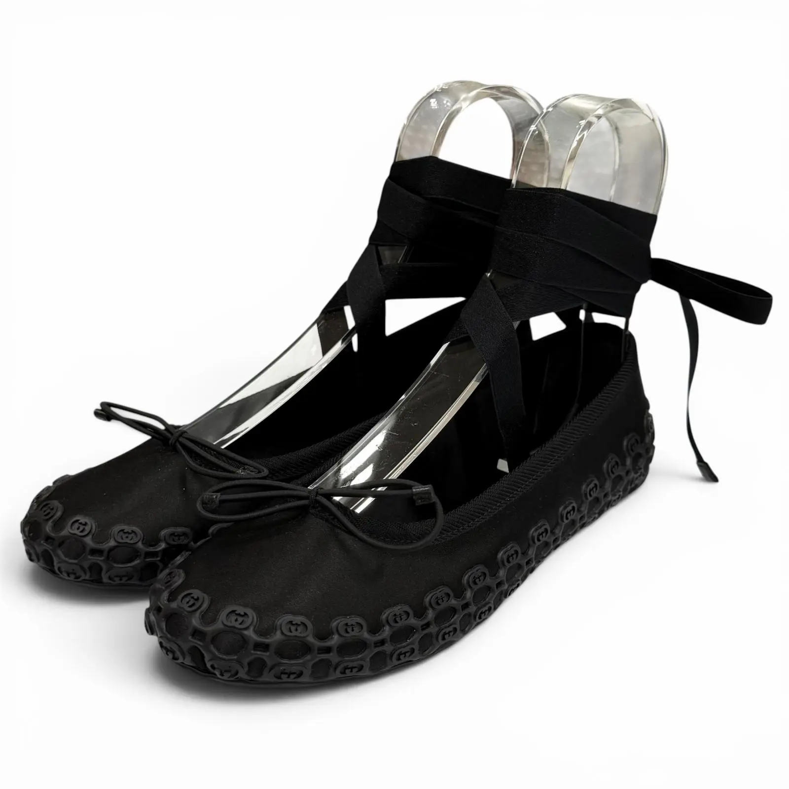 Pre-owned GUCCI Satin Small Leather Goods Interlocking G Ballet Shoes