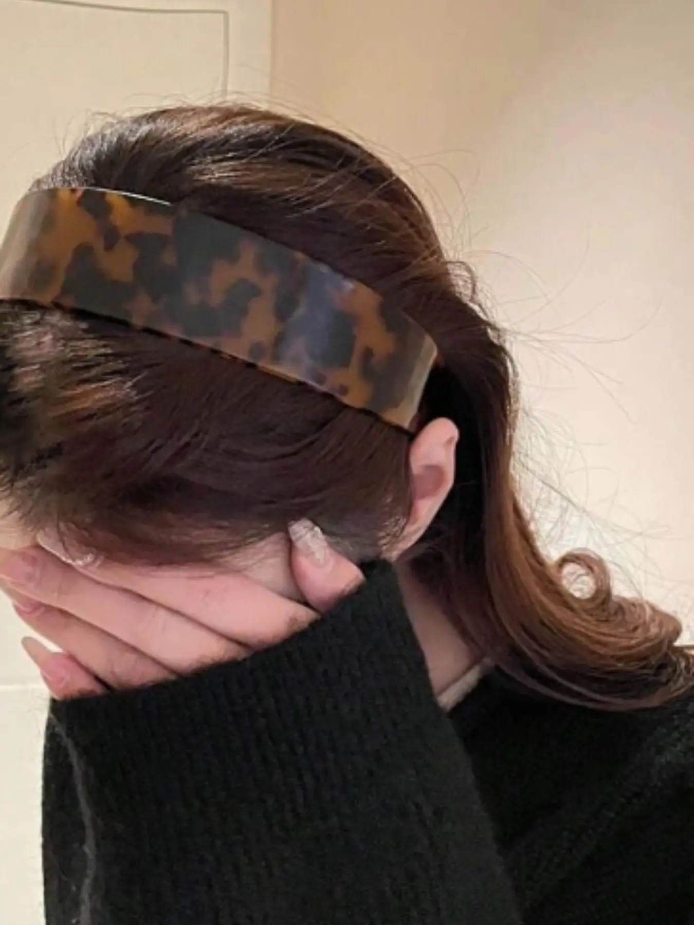 Women's French Style Acetate Headband, Amber Color Leopard Print Design,  Thick Hair Hoop with Non-Slip Teeth, Elegant Accessory for Daily Wear,  Headbands Women - TikTok Shop