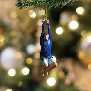 DailyStoryTeller Size 4" Tim Robinson on a Zipline ITYSL Funny Meme Gift Christmas Tree Hanging Ornament; Meme Xmas ornament decor, funny sign decor; ITYSL Fan gift