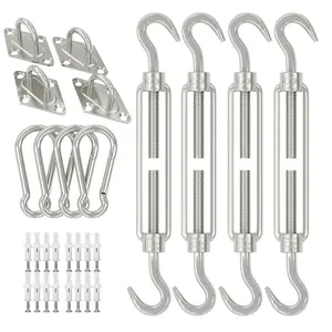 Outdoor 6 Inch Shade Sail Installation Hardware Set, Heavy Duty 304 Stainless Steel Turnbuckles & Wall Brackets, Universal Awning Attachment Kit for Rectangle Triangle Shade Sail