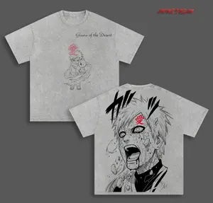 Gaara of the Desert Anime Double Printed Vintage Washed Tee Unisex Oversize Anime Manga Washed Heavyweight Cotton T-shirt