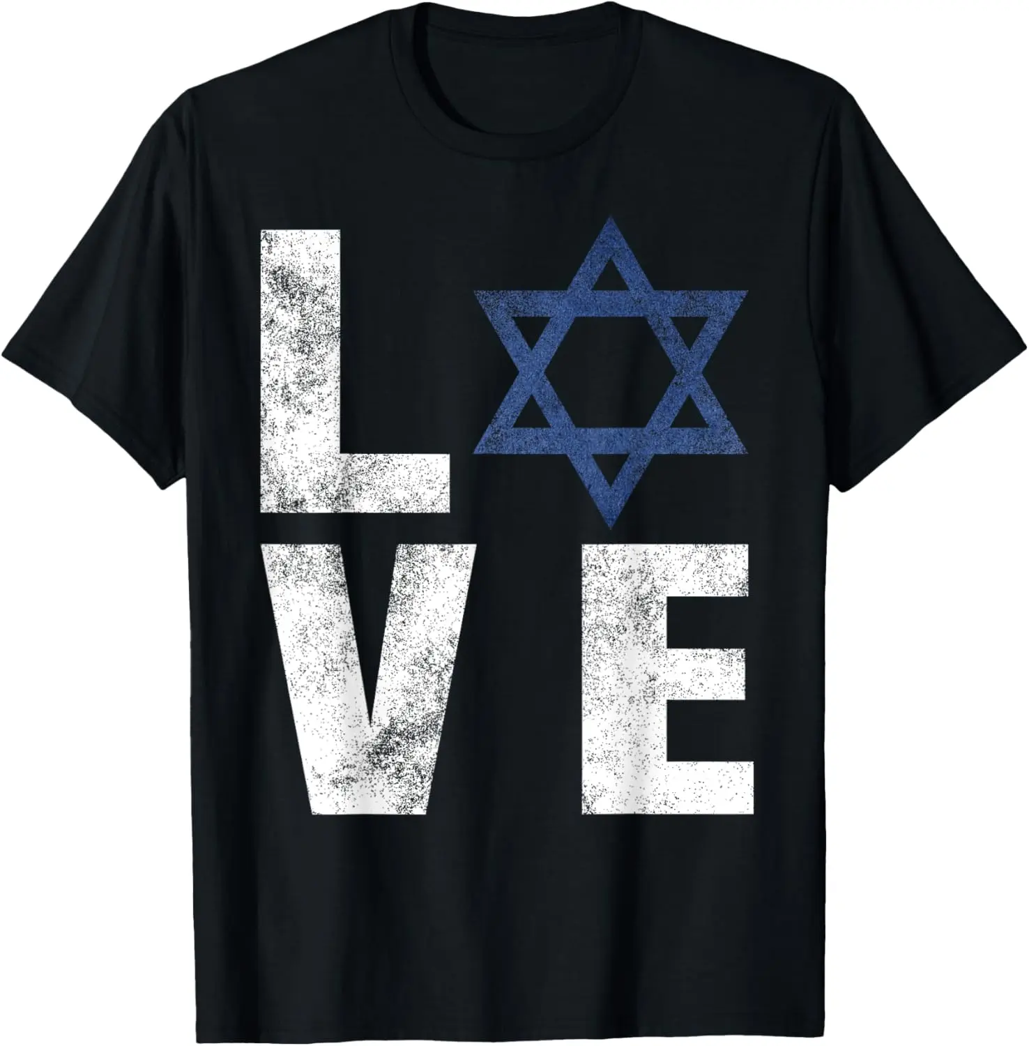Women's Vintage Graphic T-Shirt, 100% Cotton Distressed "I Love Israel" Print with Star of David, Casual Short Sleeve Jewish Gift for Everyday Wear