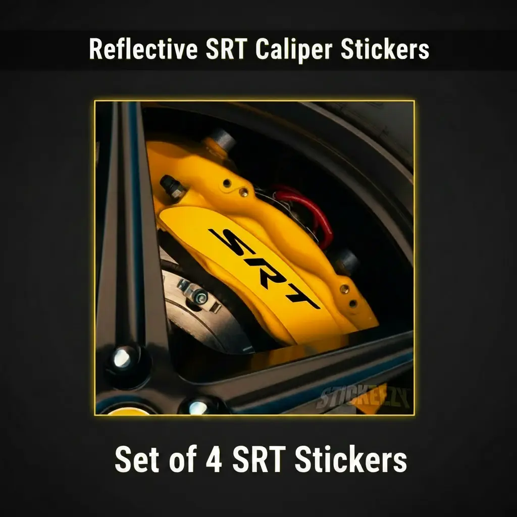 Reflective SRT Brake Caliper Stickers - Set of 4 High-Quality SRT Stickers for Enhanced Visibility and Style