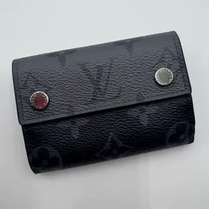 Pre-owned Louis Vuitton Canvas Small Leather Goods Reverse Monogram Eclipse Discovery Compact Wallet