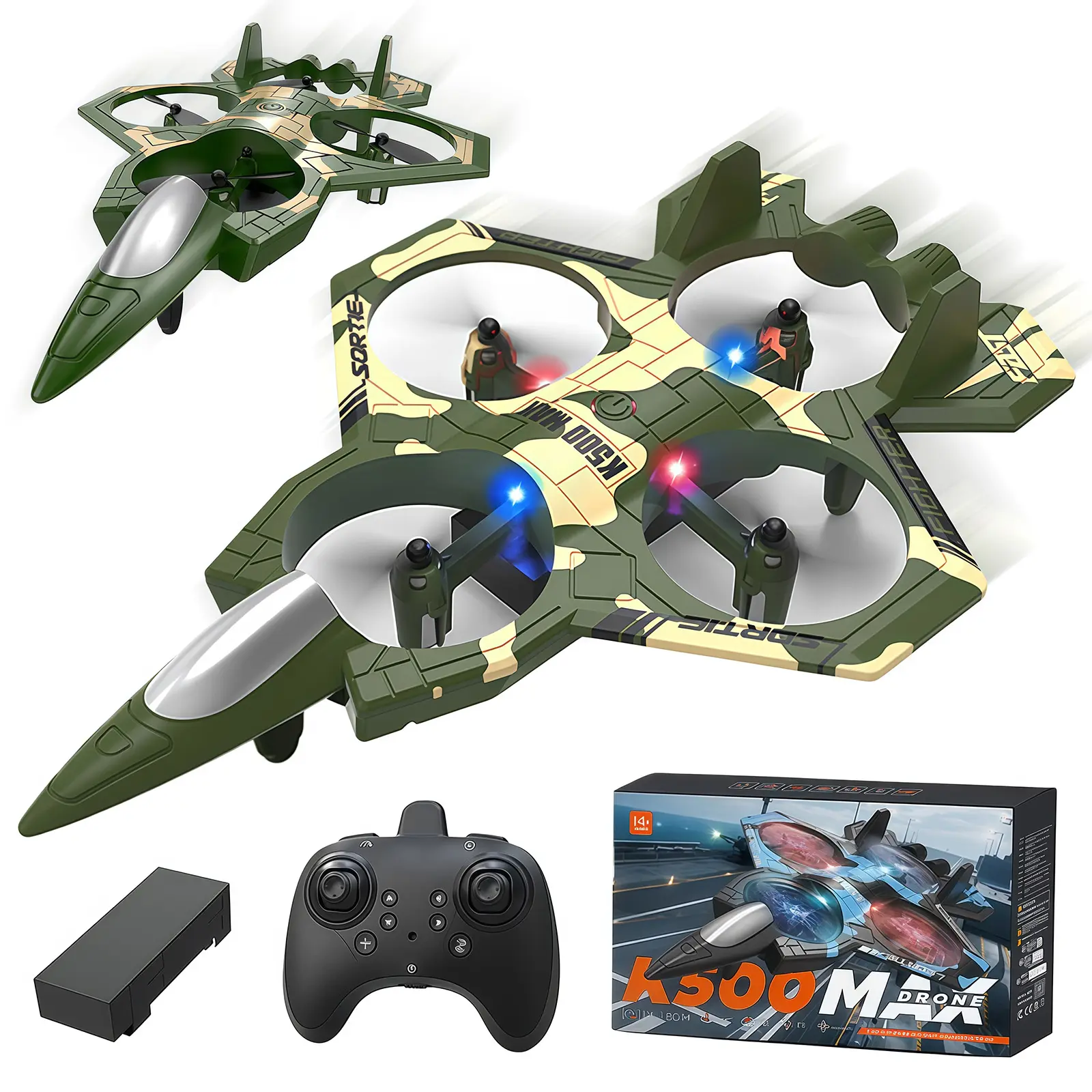 Unisex Remote Control Fighter Jet Toy with Lights - 360° Flip, Gravity Sensing, Stunt Roll - 12+ Years, Remote Control Hobby, Cells - Ideal for Beginners (Toys & Hobbies Flying Sports Outdoor Play)