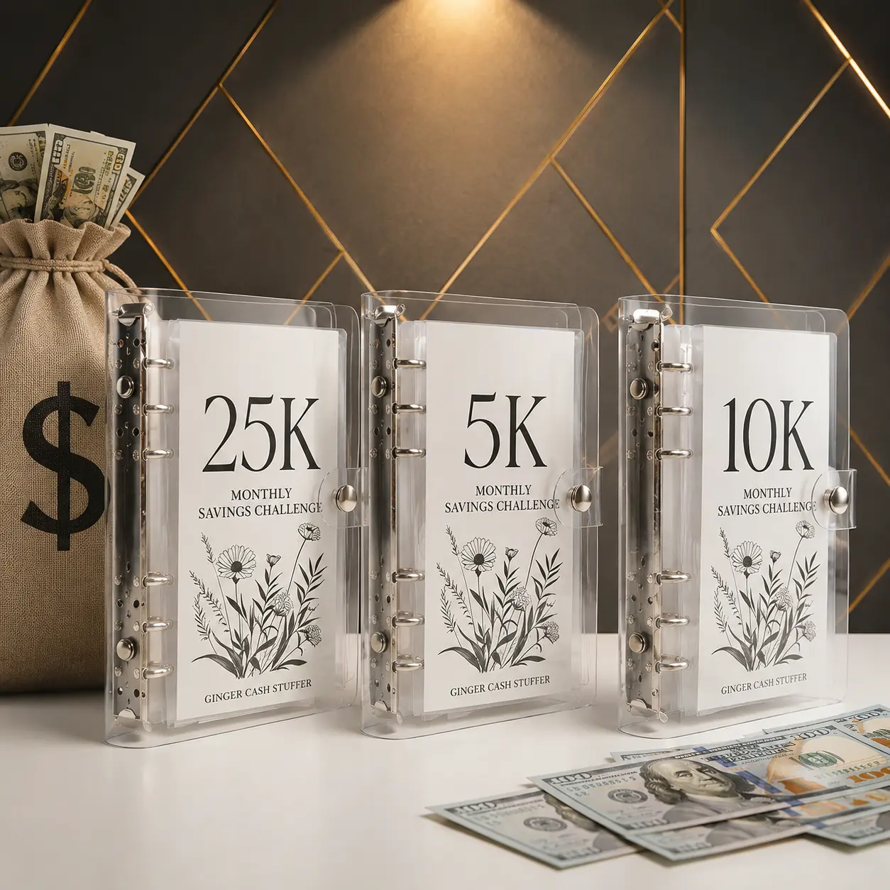 A6 12-Month Money Saving Binder,10K / 5K / 2.5K Savings Challenge,Savings Tracker Organizer,Cash Envelope Budget Planner for Home Office & Personal Use, gifts for boyfriend,SummerVibes.