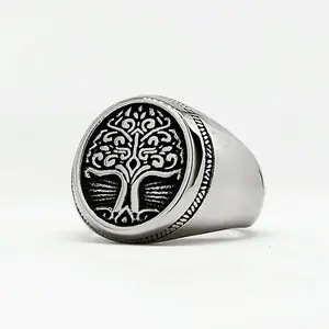 GTHIC Tree Of Life Signet Stainless Steel Viking Ring for Wedding Engagement Birthday Gift Size 7-13 Durability