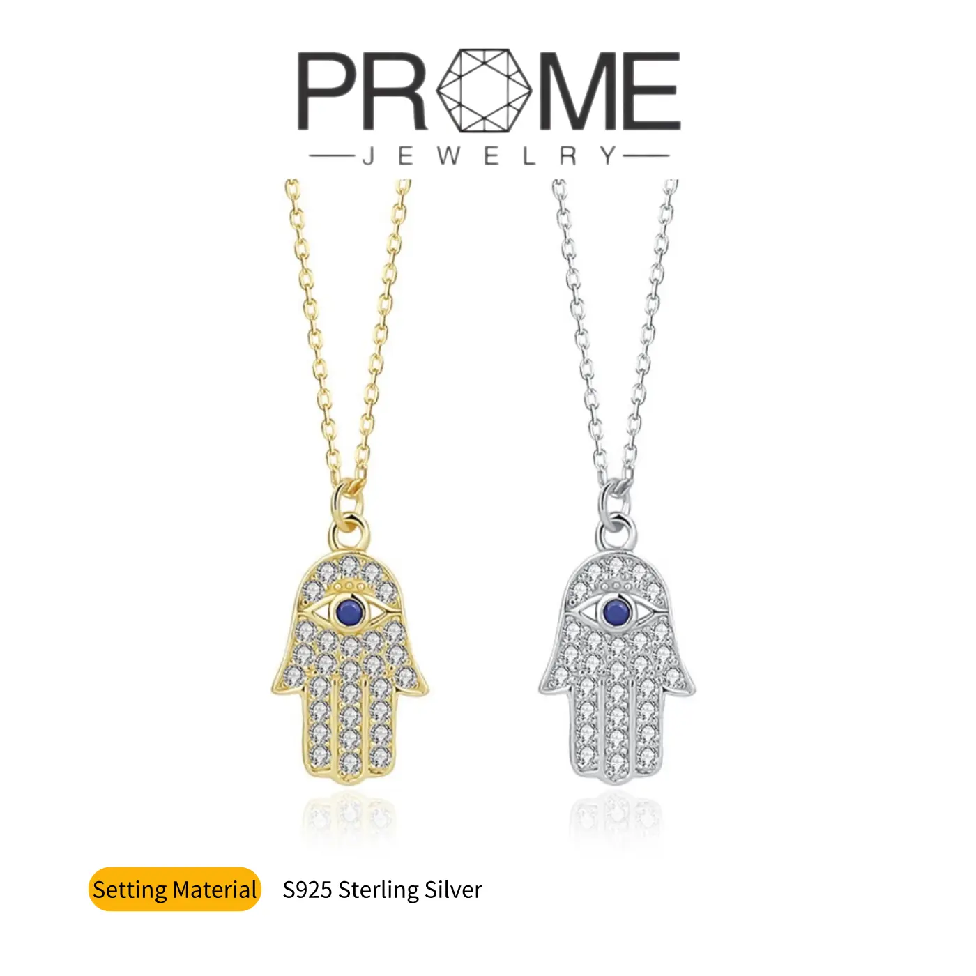 （TY083）S925 Sterling Silver Hamsa Hand & Evil Eye Pendant Necklace Unique Design, Stylish Charm, Perfect Gift for Women’s Daily Wear