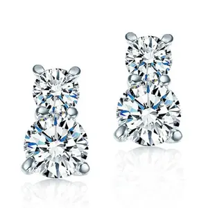 Zircon simple stud earrings, zircon gourd heart stud earrings.