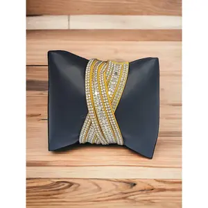 Sparkle Wrap and Snap Bracelet - Black Bow Design with Sparkling Accents