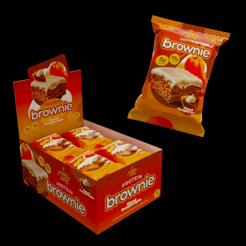 Prime Bites Protein Brownie from Alpha Prime, 16-17g Protein, 5g Collagen, Delicious Snack (Box of 12)