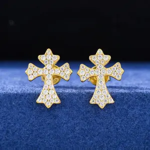 Cross Stud Moissanite Earrings-Shinna Jewels