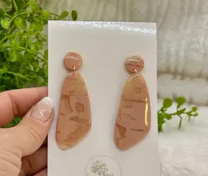 Large Pink and Translucent Dangles | Polymer Clay Earrings