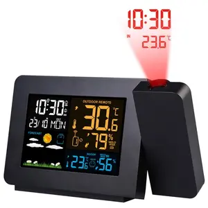 Fresh Fab Finds FFF-GPCT3535 Wireless Weather Station with Atomic Projection Alarm Clock, Dual Alarms, and Outdoor Sensor