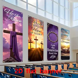 Easter Church Banner - Polyester Fabric, suitable for weddings, Easter, Thanksgiving, perfect for church wall decorations and celebrations, religious decorations, Easter party decorations, large party supplies and gifts, entrance decorations
