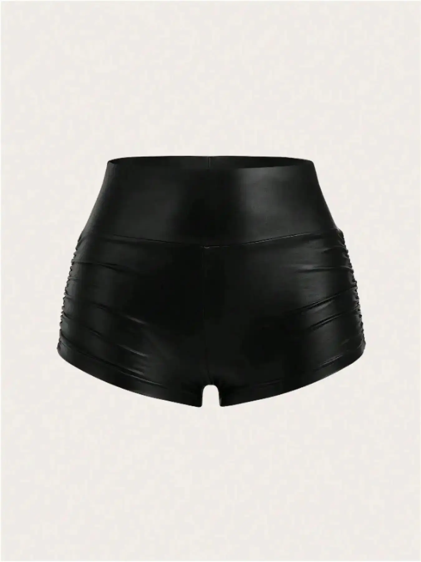 Solid Color Women's PU Leather Shorts, Fashion Chic Aesthetic Casual High Waist Skinny Fitted Shorts for Daily Outdoor Wear, Ladies Bottoms for Spring essential basic easy movement go to piece wardrobe staple