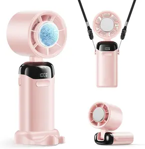 Handheld Portable Turbo Fan with Ice Cooler, Powerful 21000 RPM, Speed (1-199), Up to 14Hrs Cooling, Rechargeable Personal Fan, Small Pocket Hand Fans for Travel/Outdoor/Home/Office
