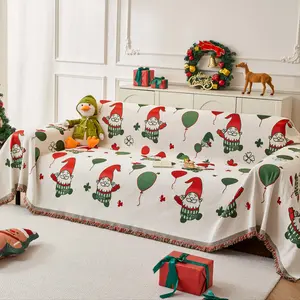 1 Pc Christmas Sofa Cover Throw Blanket, Pet-Friendly Sofa Throw,Non Slip Washable Couch Protector Pad,Father Christmas  Decorative Festive Sofa Cushion , Christmas theme Sofa Blanket for Armchair, Loveseat,Sectional & Living Room Home Decor,Christmas Red