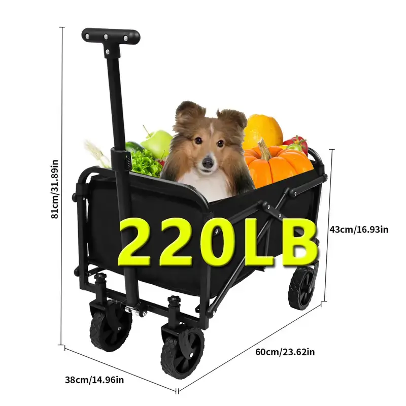 Heavy Duty Folding Trolley With Extra Load Capacity - Portable Multi-Purpose Cart, Christmas Gift, Gift, Cargo Basket, Cargo Transporter For Camping, Beach, Fishing, And Shopping