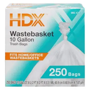 10 Gallon Clear Waste Liner Trash Bags (250-Count)