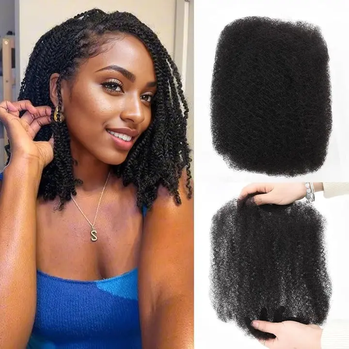 Afro Kinkys Bulk Human Hair for braiding Mini Twist Hair 50g Natural Color