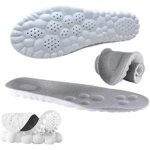 4D Insoles - 4D Cloud Technology Insole - Super Soft, Ultra Comfort Insoles, 4D Sports Shoes Insoles, Acupoint Massage Insole for Foot & Joint Support (9-10, Gray)