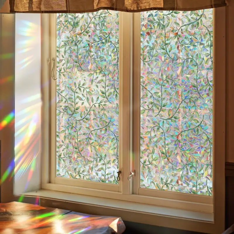 Retro Flower Window Privacy Film Stained Glass Decals Sun Blocking Decor Removable Bird Friendly Window Film Decoration Sticker Art Stickers