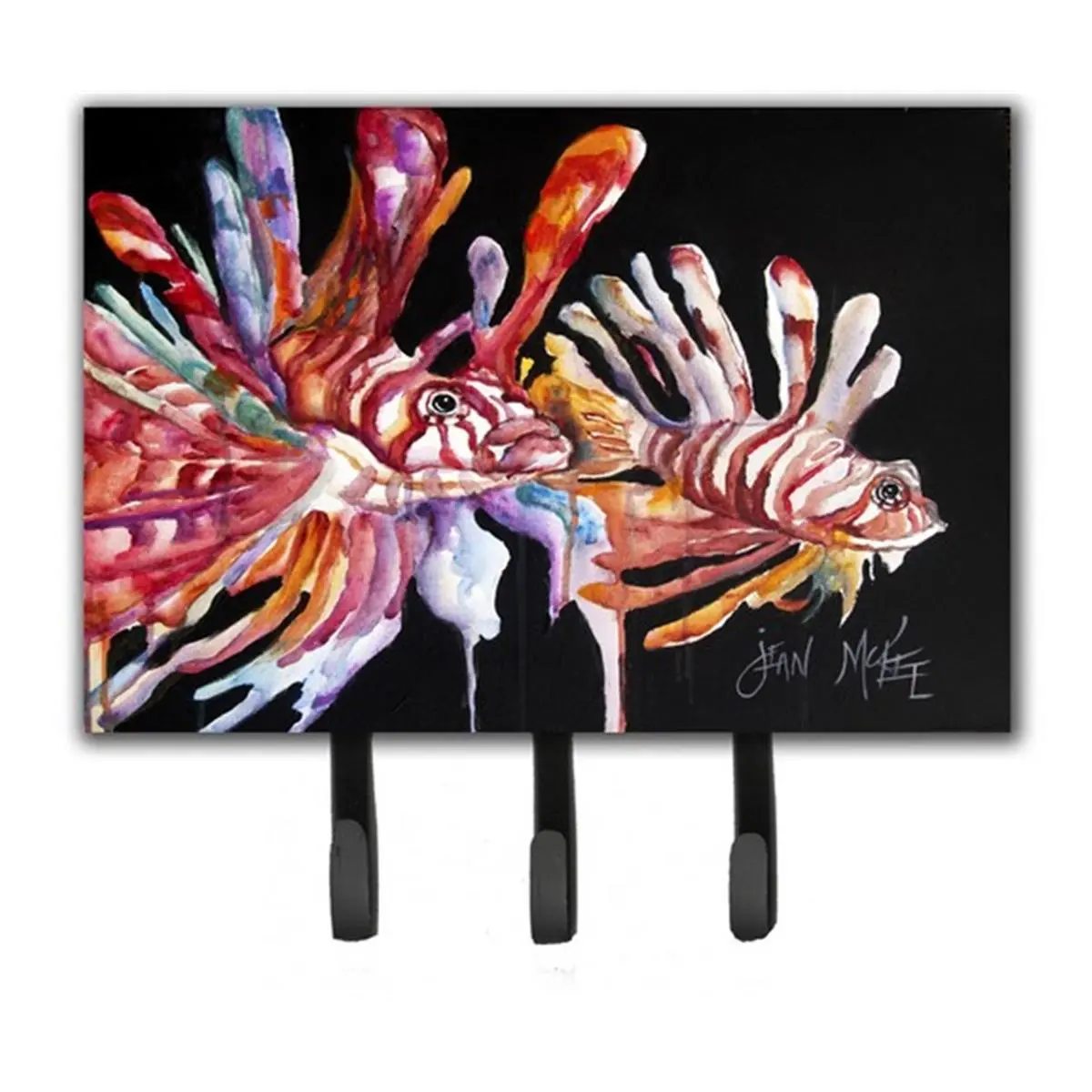 Lionfish Metal Leash & Key Holder, Decorative Hanger with Wall-Mounted Hook for Home Organization