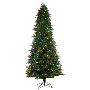 9.5' Montana Mountain Fir Artificial Christmas Tree, Globe Mood Decorative Lights, Light Decor Home Decor Ornaments for Festive Home Decorations