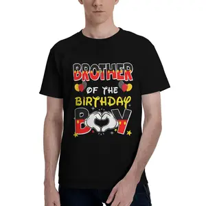 brother-of-the-birthday-boy-t-shirt_bot6560301-at_black_product_image All Season Cotton Single Sided Printed Crew Neck Short Sleeve T Shirt Casual Graphic