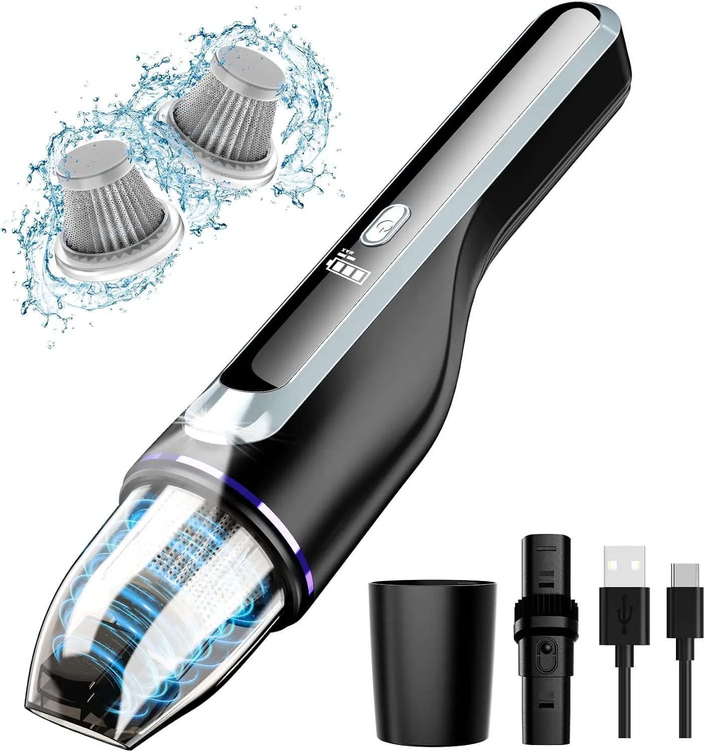 DRECELL Handheld Vacuum Cordless - Car Vacuum with Brushless Motor & 14000Pa Powerful Suction, 1.2lbs Lightweight, LED Light, Slim Mini Vacuum Cleaner for Car Home Office Pet