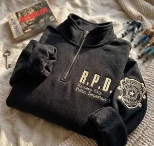 Resident Evil Inspired Embroidered Quarter Zip, R.P.D Sweatshirt, Raccoon City Police Department Shirt, Gamer Gift