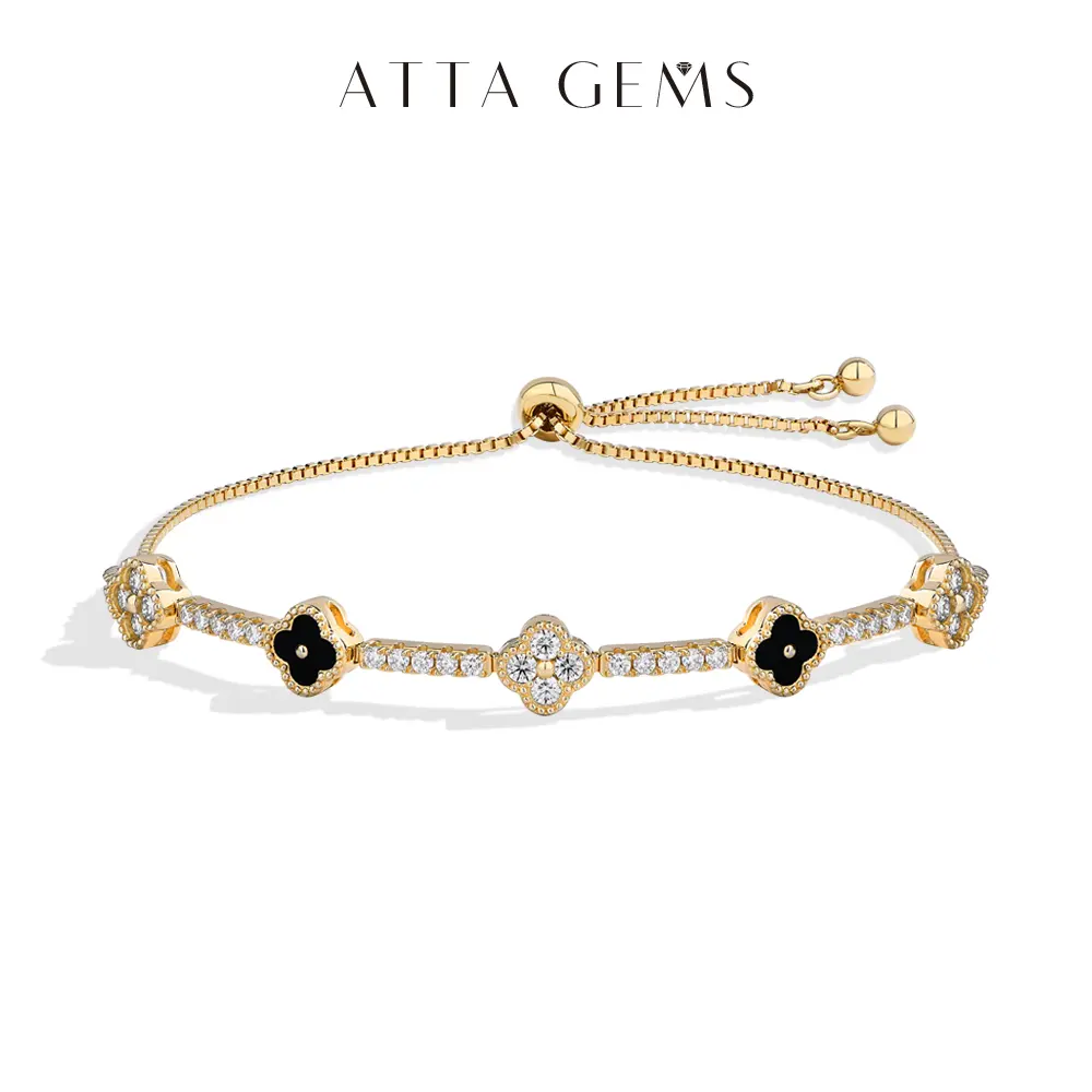 ATTAGEMS Lucky Lab-Created Moissanite Bracelet for Women Real S925 Sterling SIlver Daily Wear Jewelry Gift for Her B048, Jewelry For Women summerwins,summerwins
