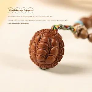 Hand-Woven Sandalwood Double-Loop Lucky Pendant Bracelet, Fashion Costume Jewelry for Daily Wear