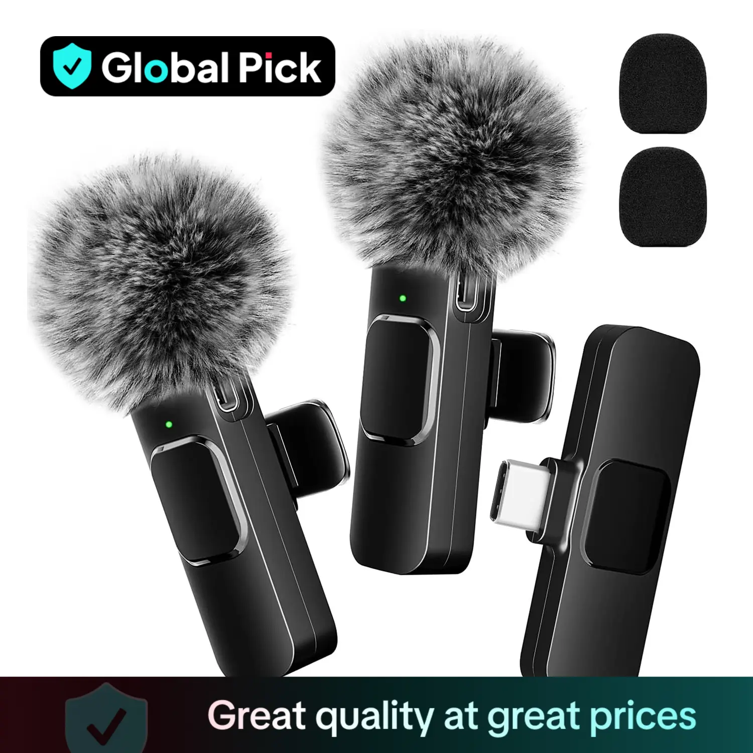 Wireless Lavalier Microphone, Rechargeable Microphone, Cordless Omnidirectional Condenser Recording Mic for Video Recording, Teaching, Interviews