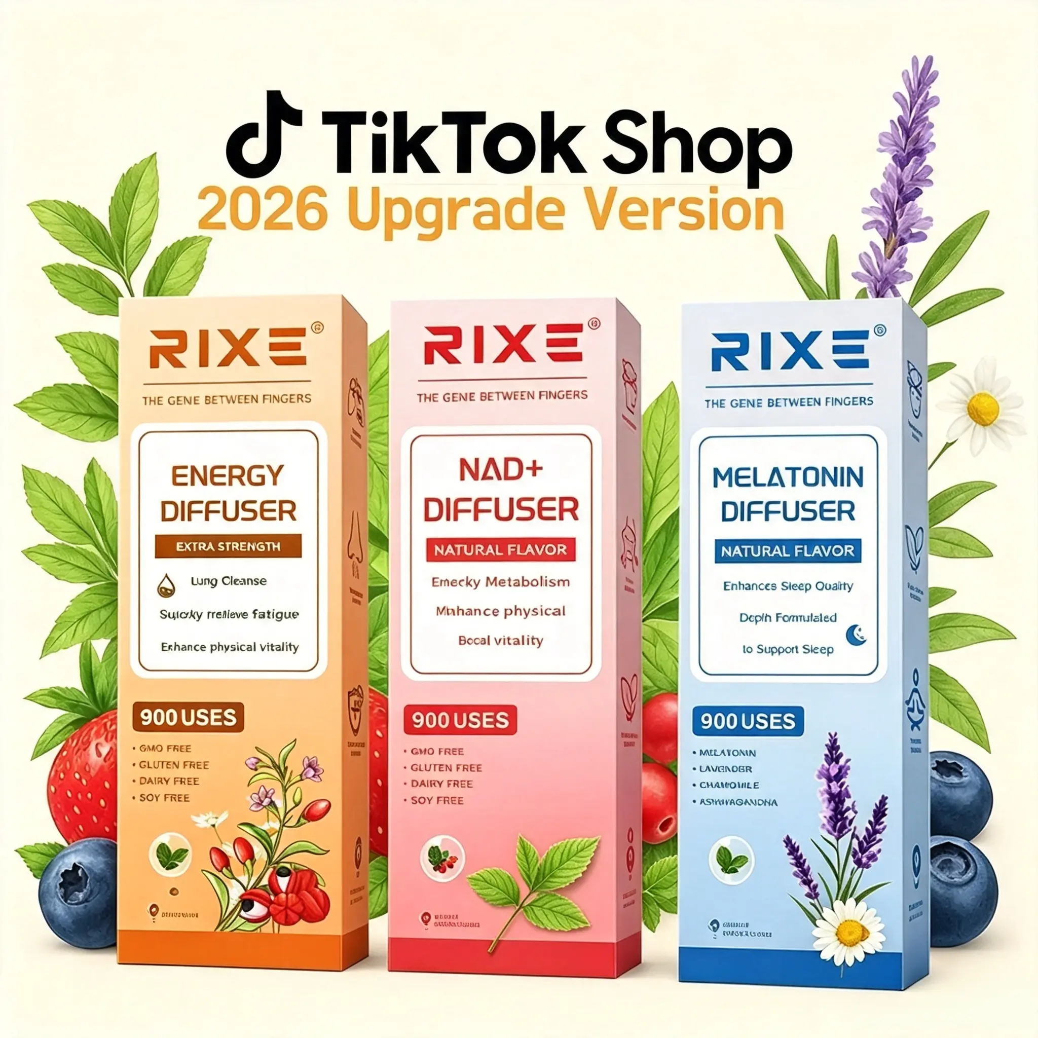 Multi-Flavor RIXE Energy Bars – Watermelon, Lavender, Mullein Mint, NAD+ & Energy Complex
