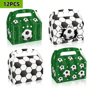 12PCS Unisex Soccer Party Favor Boxes - Sport Theme Paper Candy Treat Goodie Boxes, Birthday Gift Ideas for Kids' Birthday Party Supplies