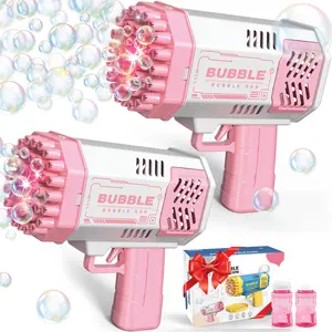 Bubble Machine 2 Pack, Light-Up Automatic Bubble Machine, Colorful Bubble Blaster Toy, Bubble Gun, Perfect for Birthday, Wedding, Outdoor Fun, Ideal Gift for Kids