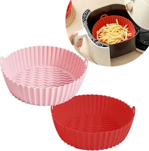 8.5 inch Air Fryer Silicone Pot -Food Safe Air fryers Oven Accessories | 2 Pack Reusable Air Fryers Baking Oven Accessories Food Grade Non Stick Replacement Parts Tray