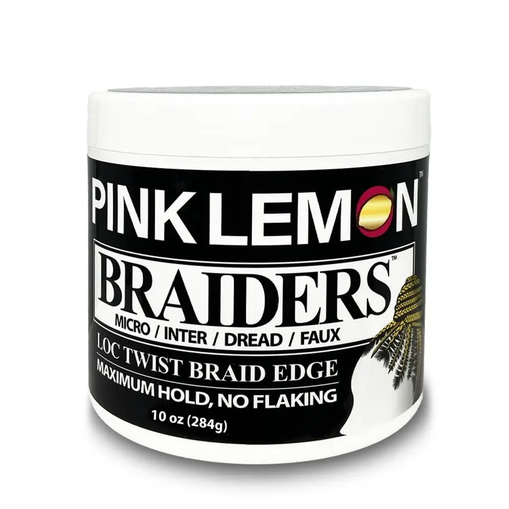 PINK LEMON Braiding Gel, 10 oz - Maximum Hold, No Flaking, High Shine. For Micro, Dread, Faux Loc, Twist, Braid, Edge Haircare Long Lasting