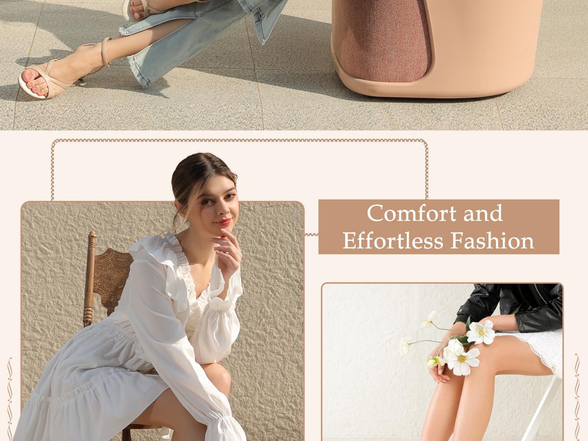 Reitoye Women's Chunky Heels Open Toe Woven Strappy Sandals Ankle Strap Low Block Heel Sandals Comfort Party Shoes