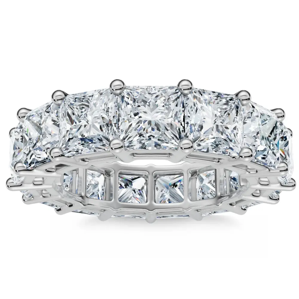 8Ct Princess Cut Diamond Eternity Ring 14k Gold Lab Grown 4.5mm Wide